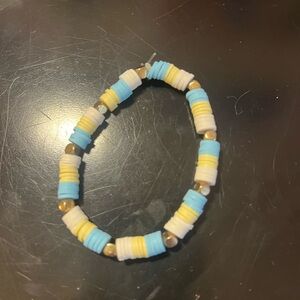 Clay bead bracelet, beachy.